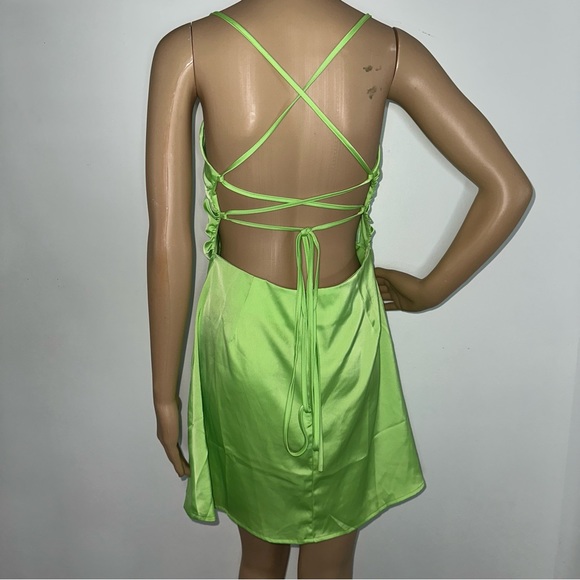 Nasty Gal Lace Up Back Satin Cami Mini Dress - Picture 8 of 10